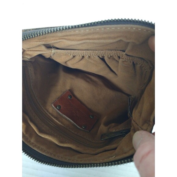 Patricia Nash Wristlet Clutch Zipper Wallet Leather brown small mini bag purse - Picture 10 of 16